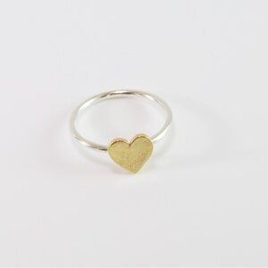 Handmade Sterling Silver Ring Brass Heart Size 8 Mixed Metal Minimalist